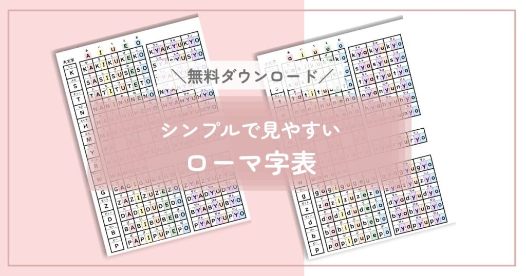 シンプルで見やすいローマ字表！（大文字・小文字）無料ダウンロードOK｜教員作成